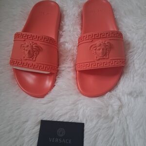 Versace Coral Medusa Logo Slide Sandals